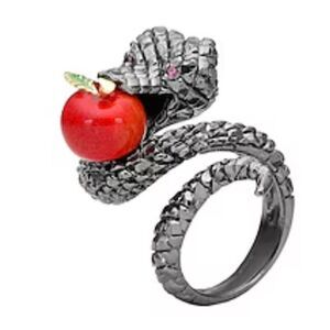 First People First Gun Metal Snake & Red Forbidden Apple Ring. Size 7. NWOT